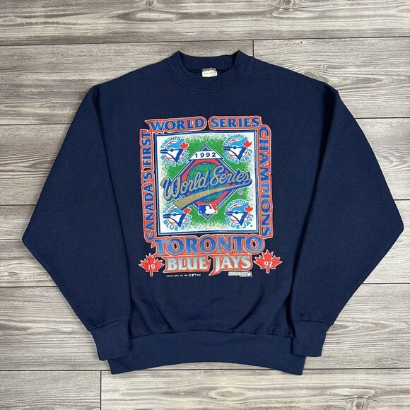 Vintage 90’s Toronto Blue Jays World Series Navy Crewneck - Picture 1 of 3